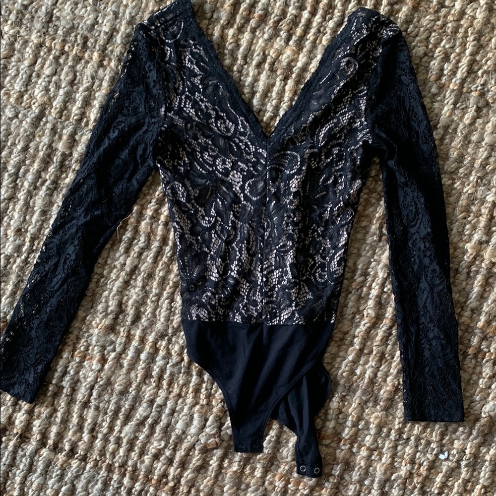 Black lace body suit